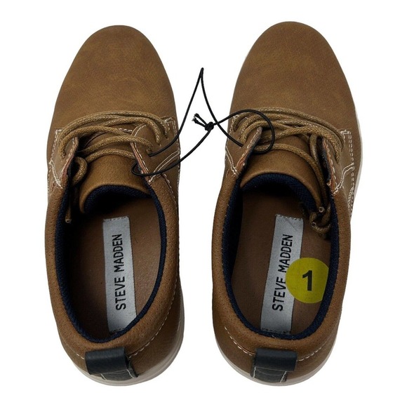Steve Madden Bprizely Boys Size 1 Brown Oxford Lace Dress Formal Casual Shoes - Picture 6 of 9